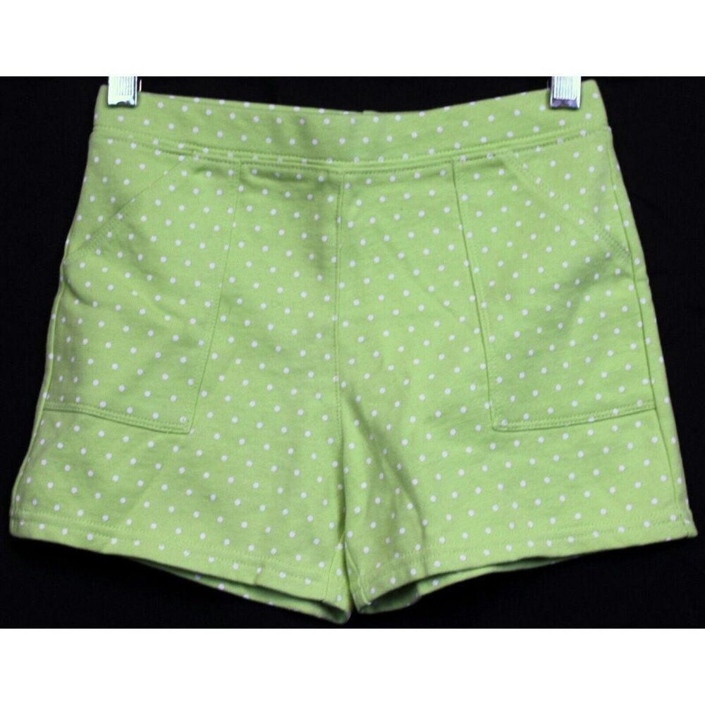 NWOT 2007 Gymboree Candy Apple Green White Polka Dots Shorts sz 7 Cotton Pull on